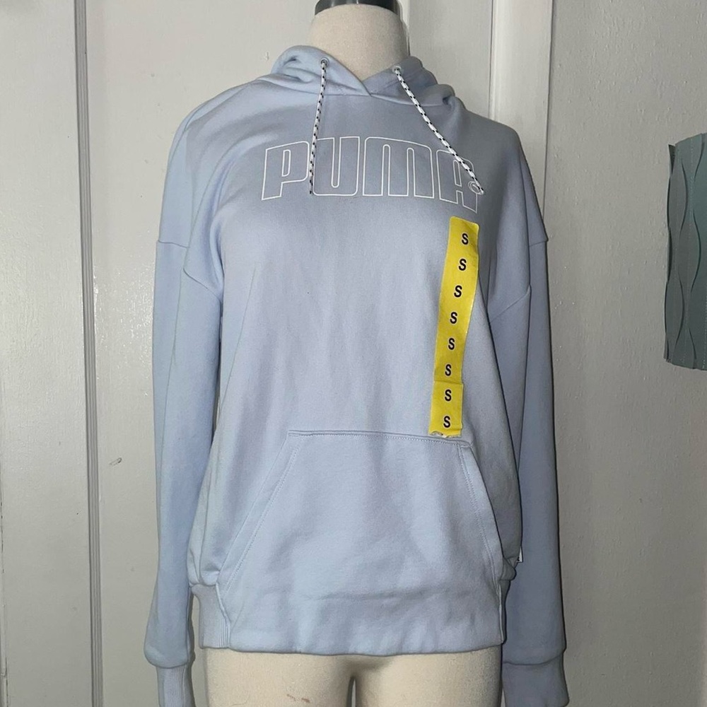 Light blue Puma Women's Pullover Hoodie with drawstring hood- Size: Small - NWT